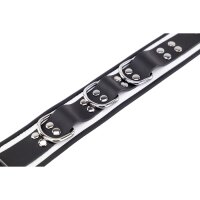 Leather Necklace 3 Rings D White-Black