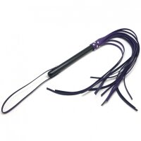 Long Leather Swift with Wooden Handle 80cm Purple-Black