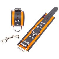 Orange-Black Leather Handcuffs
