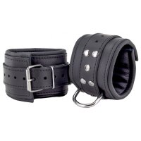 Padded Leather Ankle Cuffs Black