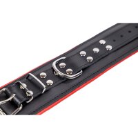 Padded Leather Ankle Cuffs Black-Red