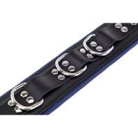 Padded Leather Collar 3 Rings D Blue