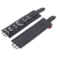 Padded Leather Wrist Cuffs Black