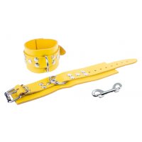 Ultra Yellow Leather Handcuffs