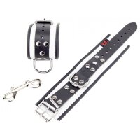 White-Black Leather Handcuffs