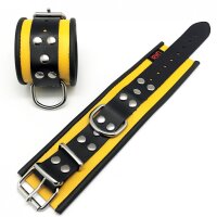Yellow-Black Leather Handcuffs