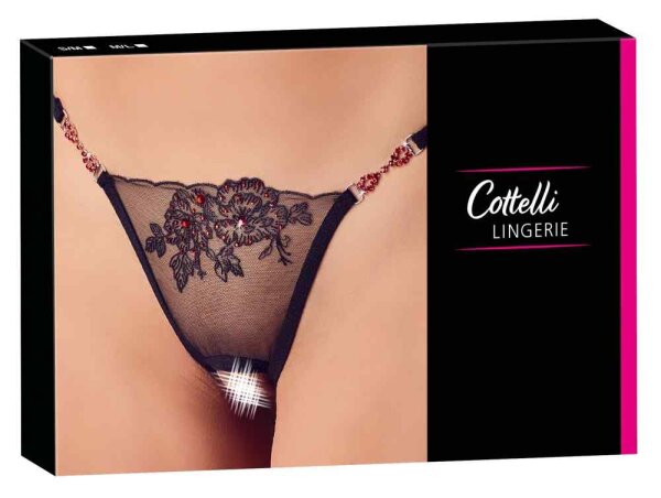 String mit Stickerei und Strass S/M - M/L