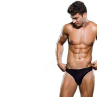 Microfiber Thong Black S/M - L/XL