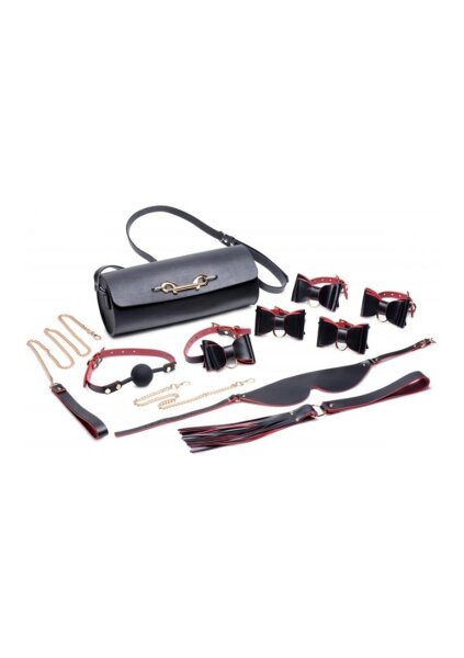 Master Series Black & Red Bow Bondage Set + Carry Case - Black