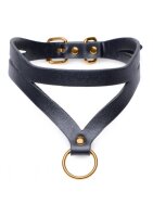 Bondage Baddie Collar w/ O-Ring - Black & Gold