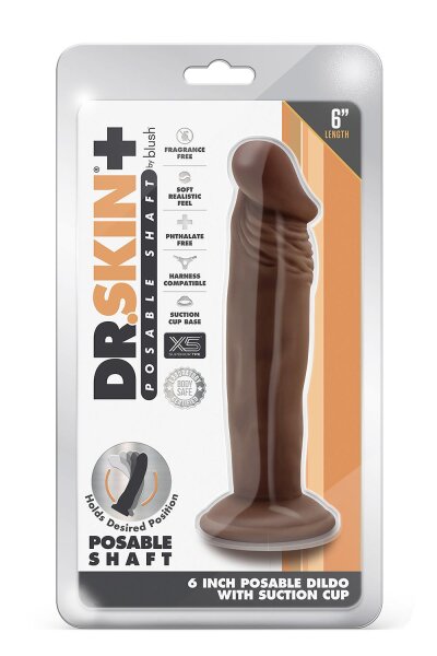 Dr. Skin Plus 6 Inch Posable Dildo Chocolate - 16,5 cm