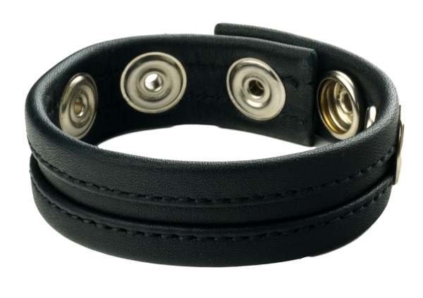Leder Cockring 3 Druckkn&ouml;pfe Schwarz