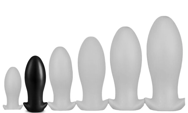 Dragon Egg Soft Silicone Butt Plug Black M 12 x 5.5 cm