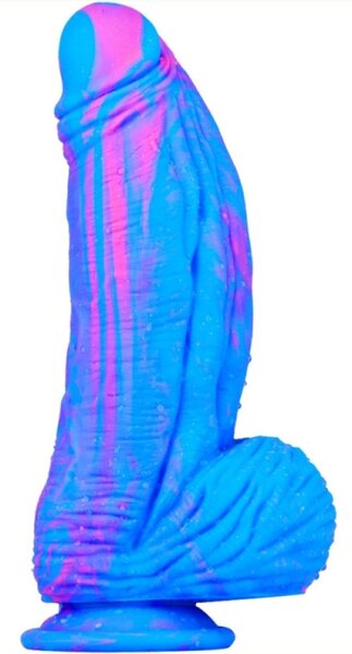 Silicone Dildo Fat Dick 18 x 6.5cm Blue-Pink