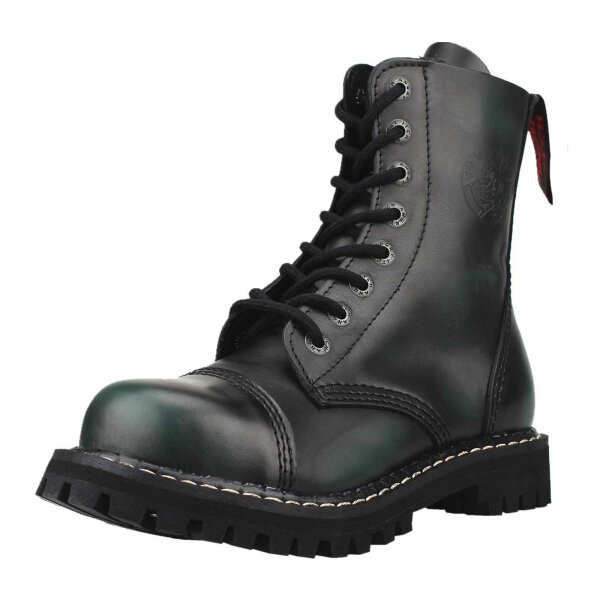 Angry Itch 08-Loch Leder Stiefel Dark Green Rub-Off Gr&ouml;&szlig;e 36 - 48