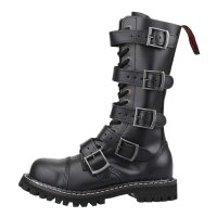 Angry Itch 14-Loch 5-Buckle Leder Stiefel Schwarz...