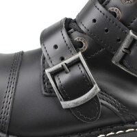 Angry Itch 14-Loch 5-Buckle Leder Stiefel Schwarz Gr&ouml;&szlig;e 36 - 48