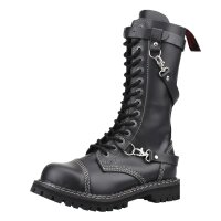 Angry Itch 14-Loch 3-Straps Leder Stiefel Schwarz...