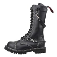 Angry Itch 14-Loch 3-Straps Leder Stiefel Schwarz...
