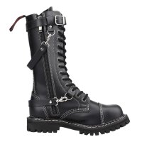 Angry Itch 14-Loch 3-Straps Leder Stiefel Schwarz Gr&ouml;&szlig;e 36 - 48