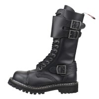 Angry Itch 14-Loch Front-Plate Leder Stiefel Schwarz...