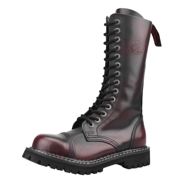 Angry Itch 14-Loch Leder Stiefel Burgundy Rub-Off Gr&ouml;&szlig;e 36 - 48
