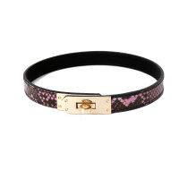 Collar One-size Narrow Gold/Pink Reptile