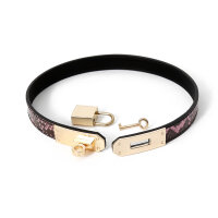 Collar One-size Narrow Gold/Pink Reptile