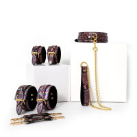 3 Piece BDSM Set Gold/Pink Reptile
