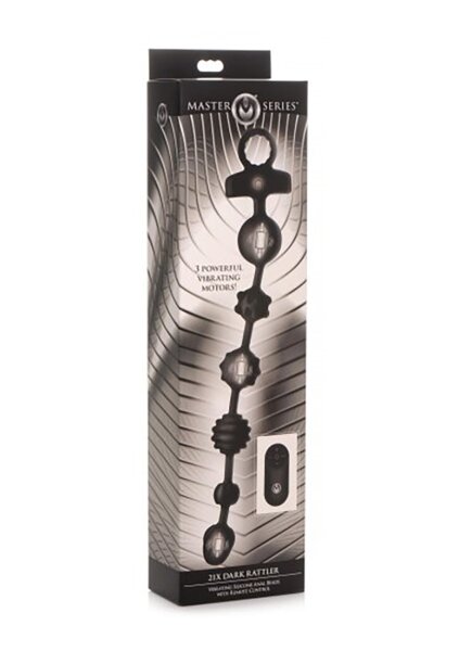 10X Dark Rattler Vibrating Silicone Anal Beads w/ Remote