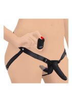 Strap U Pegger Beginner double dildo with harness and remote control black