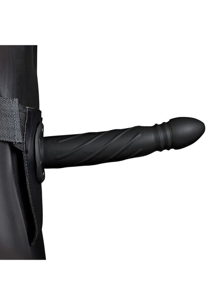 Shots Ouch! Gedrehter hohler Strap-On schwarz 20 cm