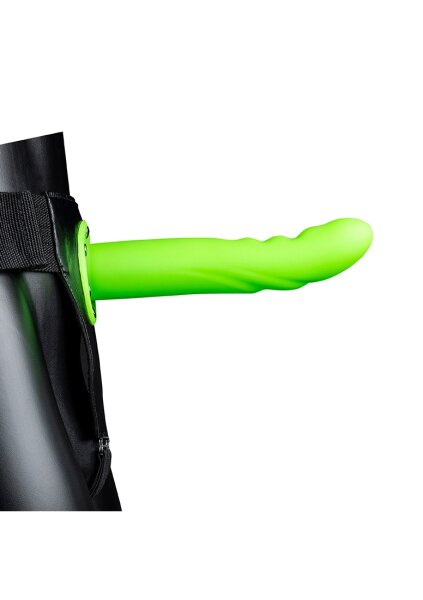 Textured Curved Hollow Strap-on - 8 / 20 cm - Glow in the Dark