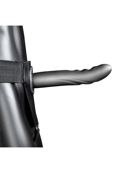 Shots Ouch! Textured Curved Hollow Strap-On gray 20 cm