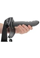 Shots Ouch! Textured Curved Hollow Strap-On gray 20 cm