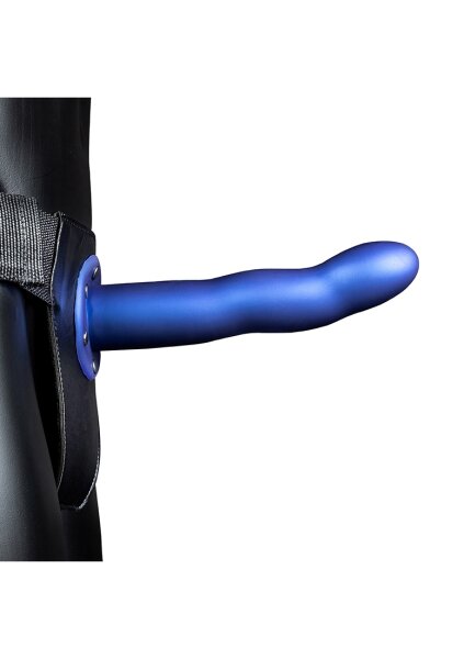 Shots Ouch! Gekr&uuml;mmter hohler Strap-On blau 20 cm