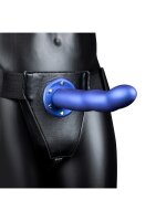Shots Ouch! Gekr&uuml;mmter hohler Strap-On blau 20 cm