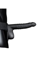 Shots Ouch! Ribbed hollow strap-on with testicles black...