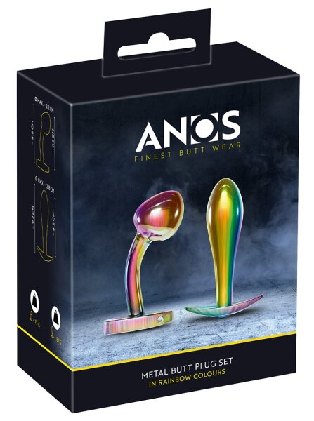 Anos Metal Butt Plug Set Rainbow