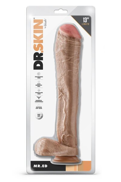 Dr. Skin Mr. Ed 13 Inch Dildo With Balls Beige - 33 cm