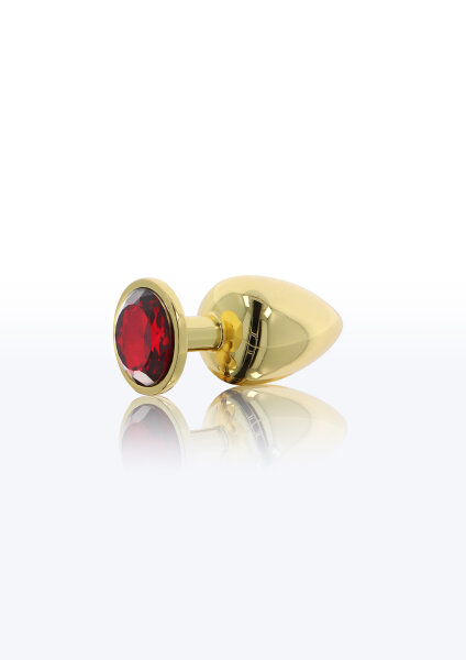 Taboom anal plug with rhinestone S red, gold 2.5 cm