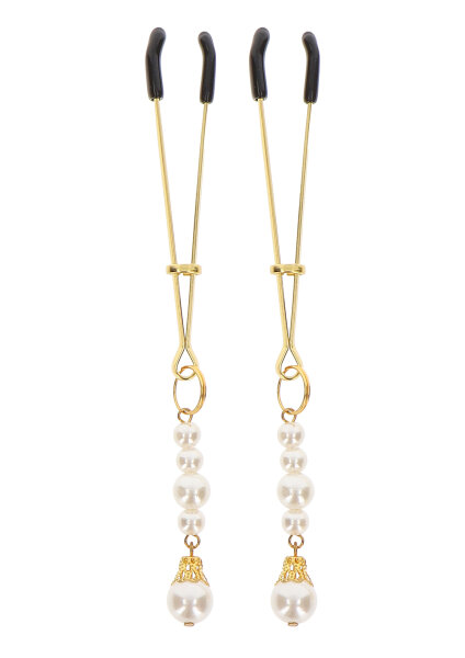 Taboom nipple clamps gold with white pearls