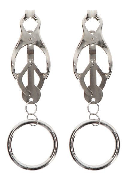 Taboom butterfly nipple clamps with ring silver
