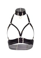 Kinky Diva Open Cup Bra + O-Ring Collar Black