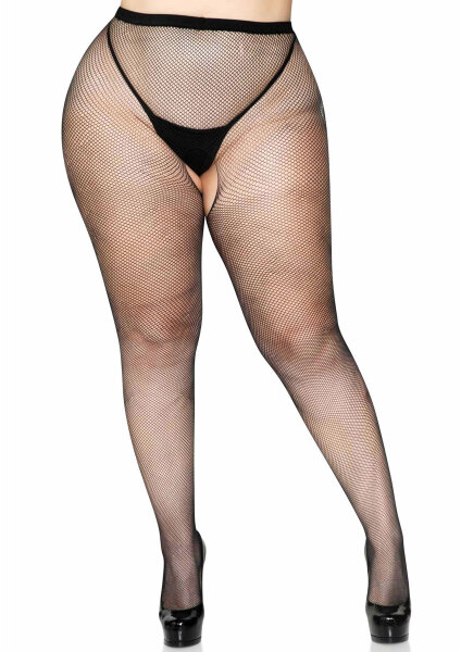 Plus Size Crotchless Pantyhose Black