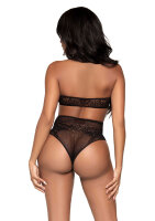 Halter Crop Top & Thong Panty Black OS