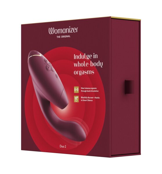 Womanizer Duo 2 pressure wave stimulator with G-spot vibrating arm red