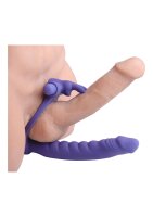 Frisky double penetration ring with clitoris vibration purple