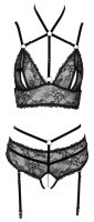 BH Set schwarz mit Riemchendekor S - XL