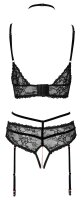 BH Set schwarz mit Riemchendekor S - XL